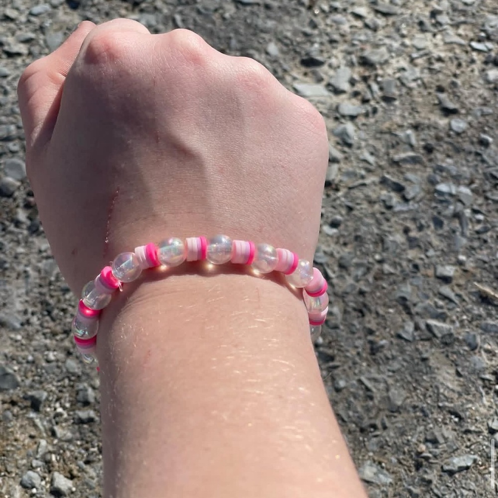 Pink and Clear Beaded Bracelet